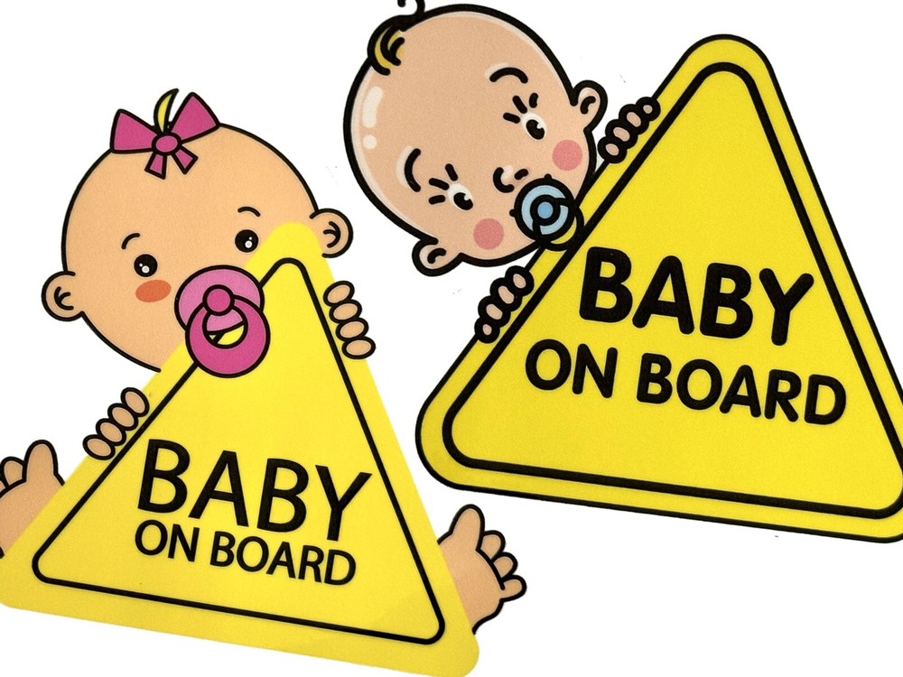 Baby On Board Car Sticker Decal Emblem With Variations 5 x 4 Inch Size (x2)