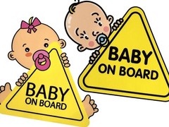 Baby On Board Car Sticker Decal Emblem With Variations 5 x 4 Inch Size (x2)
