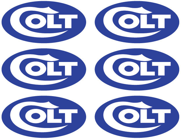 6 Colt Decals -1″ tall x 2″ wide – 6 mil Indoor/Outdoor Vinyl – Peel and Stick