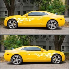 2Pcs Car Flame Graphics Side Stickers Decal for SUV Truck Waterproof White