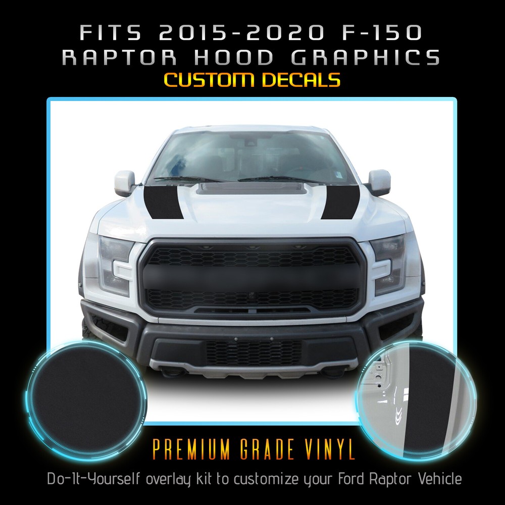 For 2017-2020 Ford Raptor F150 Hood Stripes Graphics Overlay Decals – Flat Matte