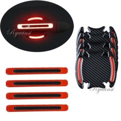 8x Car Door Handle Reflective Carbon Fiber Sticker Safety Anti-scratch Strip