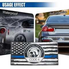 ZIMISI Thin Blue Line Sticker Code 4, Vinyl Bumper Car 4PCS, Black&blue&white