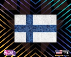 FINLAND FLAG METALIC TEXTURE DECAL STICKER LAPTOP CAR LAMINATED GIFT