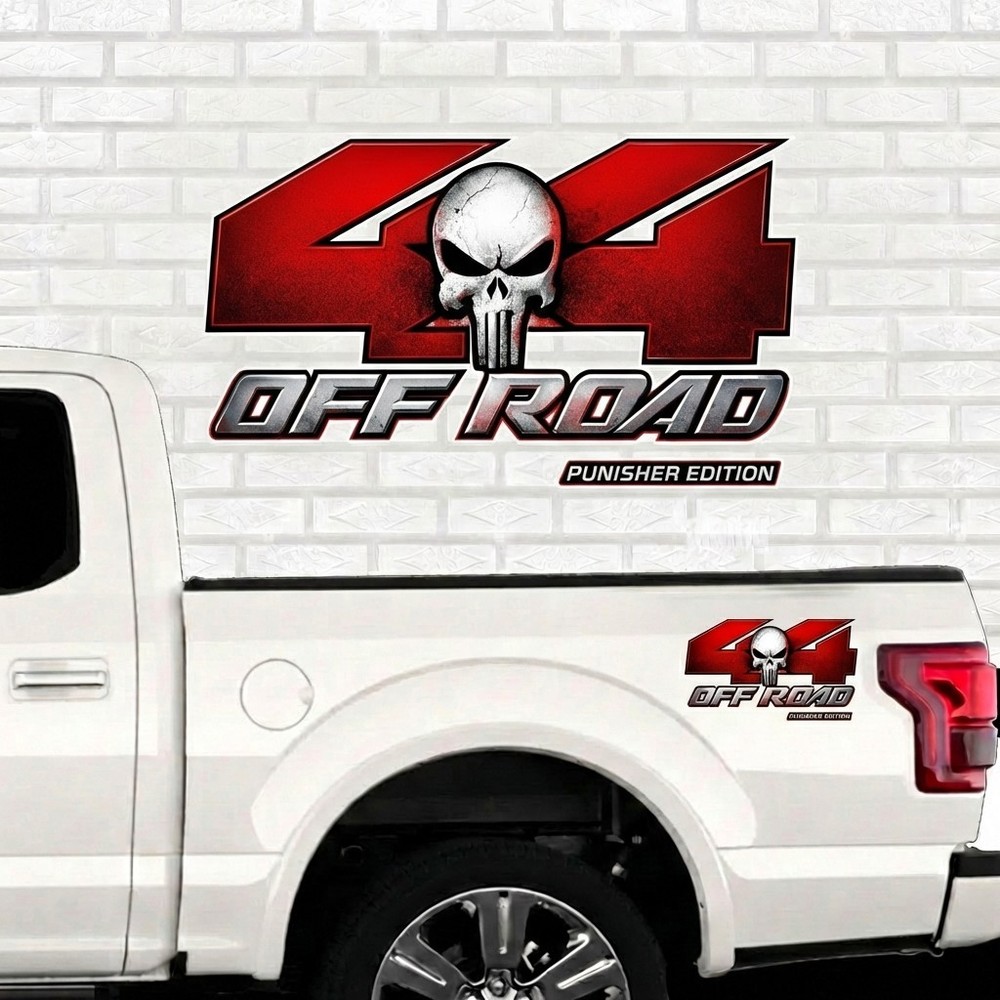 4×4 Off Road Decals for Chevy Silverado, Punisher Skull Edition Stickers, 2