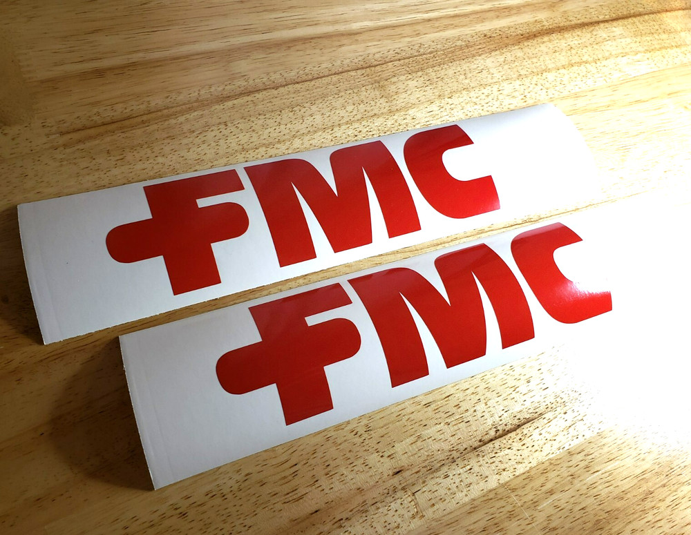 FMC Farm Equipment Decals Stickers Implement Gloss RED 10X3″ (2) FAST USA