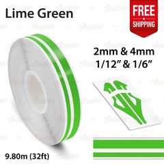 LIME GREEN 1/2″ 12mm Twin Lines Roll PIN STRIPE Car TAPE Decal Vinyl Sticker