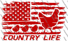 Chicken, Country Life, Hen, Chicks, Flag, Fowl, Poultry Farm, Custom Vinyl Decal