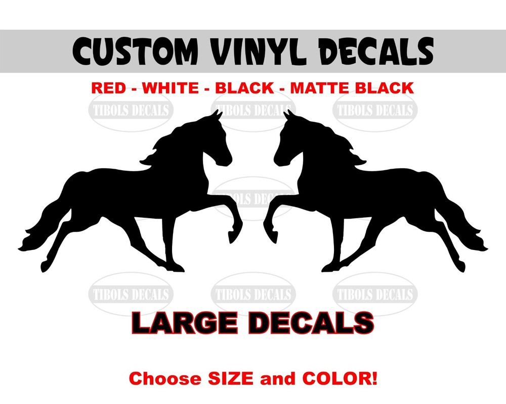 2 Tennessee Walking Horse Stickers Mirrored Show Horse DecalsTrailer Truck Barn.