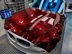 24K Chopped Forged Carbon Fiber Gloss Dark Red Car Vinyl Wrap Sticker Decal Film