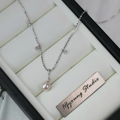 925 silver Dainty Pearl Necklace Pendant necklace With cZ Dangle