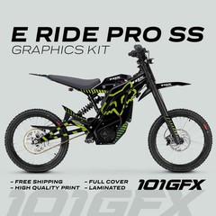 E Ride Pro SS Graphics Kit FOX Race Line Black Green Decals Stickers ERide