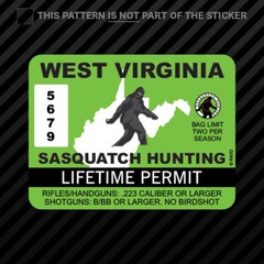 West Virginia Sasquatch Hunting Permit Sticker Vinyl Bigfoot 13igfo0T WV