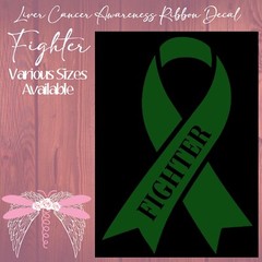 Fighter Liver Cancer Awareness Ribbons Emerald Green Vinyl Decal Sticker 18 Size