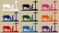 Cowgirl Horse Praying Cross Western Rodeo Car Truck Window Vinyl Decal Sticker
