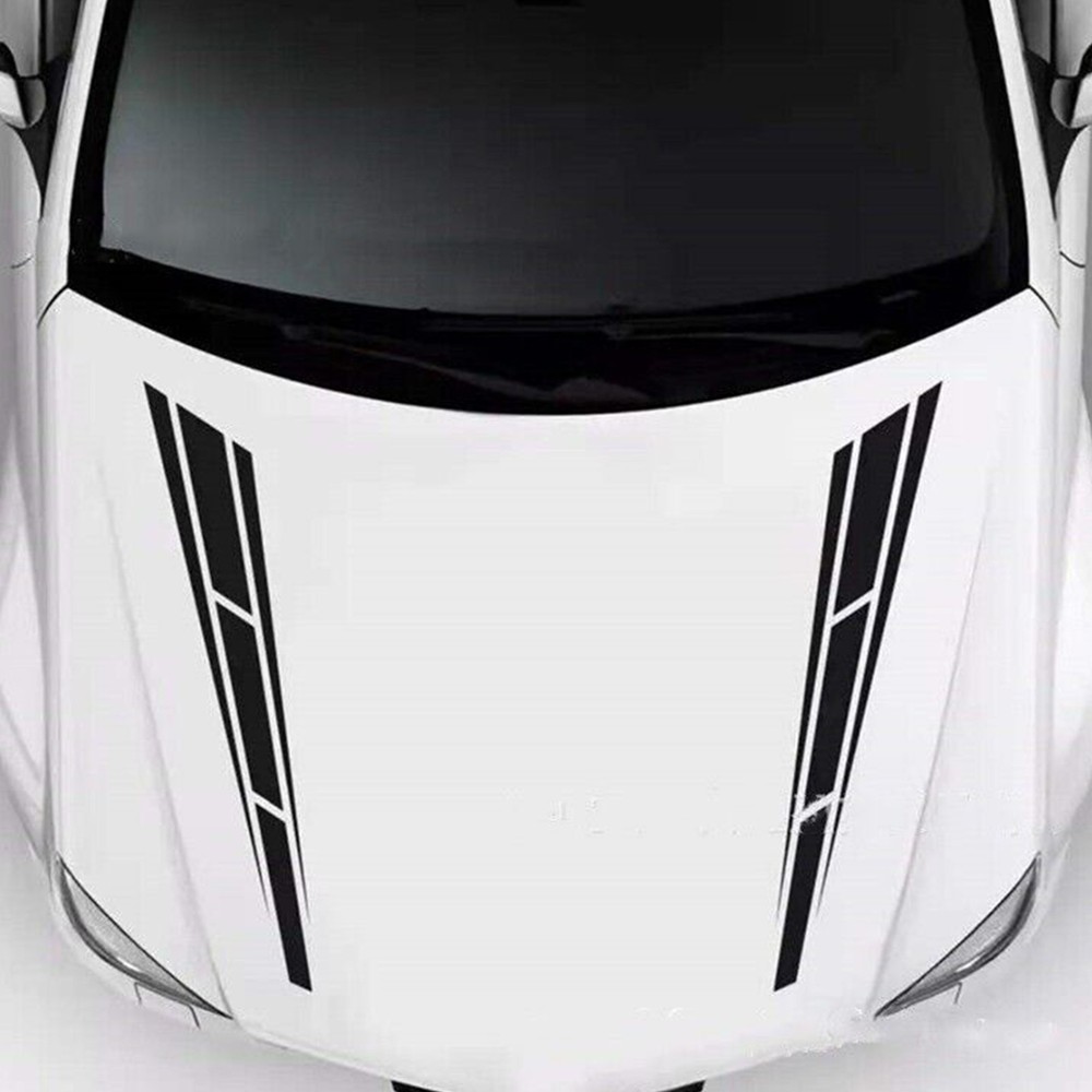 2Pc Universal Fit Racing Hood Stripes Decal Vinyl Stickers Fit for Car SUV Truck