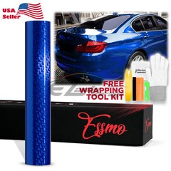 PET Squadron Carbon Fiber Gloss Royal Blue Car Vehicle Vinyl Wrap Decal Sheet