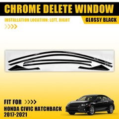 1-10Set Blackout Look Chrome Delete Window Trim for Honda Civic Hatchback 17-21