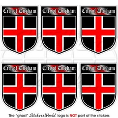 City of DURHAM Shield, England UK 40mm (1.6″) Vinyl Stickers Decals x6