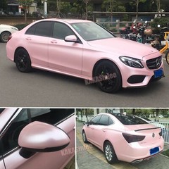 50FT Full Car Wrap Pearl Metal Matte Chrome Vinyl Sticker Sakura Pink Stretch US