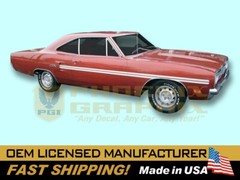 1970 Plymouth GTX REFLECTIVE Mid Body Stripes Graphics Decals COMPLETE!