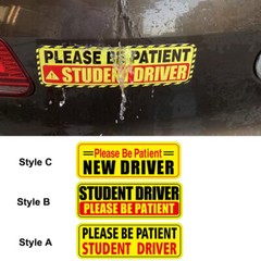 3 Pcs Student Driver Car Signs Please Be Patient Car Bumper Sticker Decal