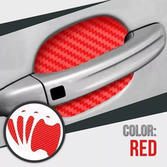 Red Carbon Fiber Car Door Handle Protector Film Anti Scratch Sticker 4PCs Set