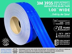SOLD BY THE YARD: 3M 3935 HIGH INTENSITY PRISMATIC (HIP) TAPE, BLUE, 1.00” WIDE