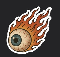 Flaming Eyeball Sticker Stickers Laptop, Car, Water Bottle Decal
