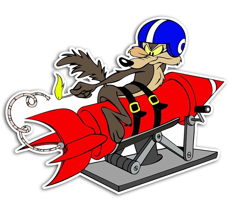 Angled WILE E. COYOTE FUNNY GASSER RAT ROD HOT ROD VINTAGE RACING DECAL