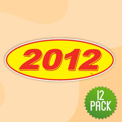 2012 Oval Model Year Stickers Red Yellow 12 Pack Vehicle Window Decor American