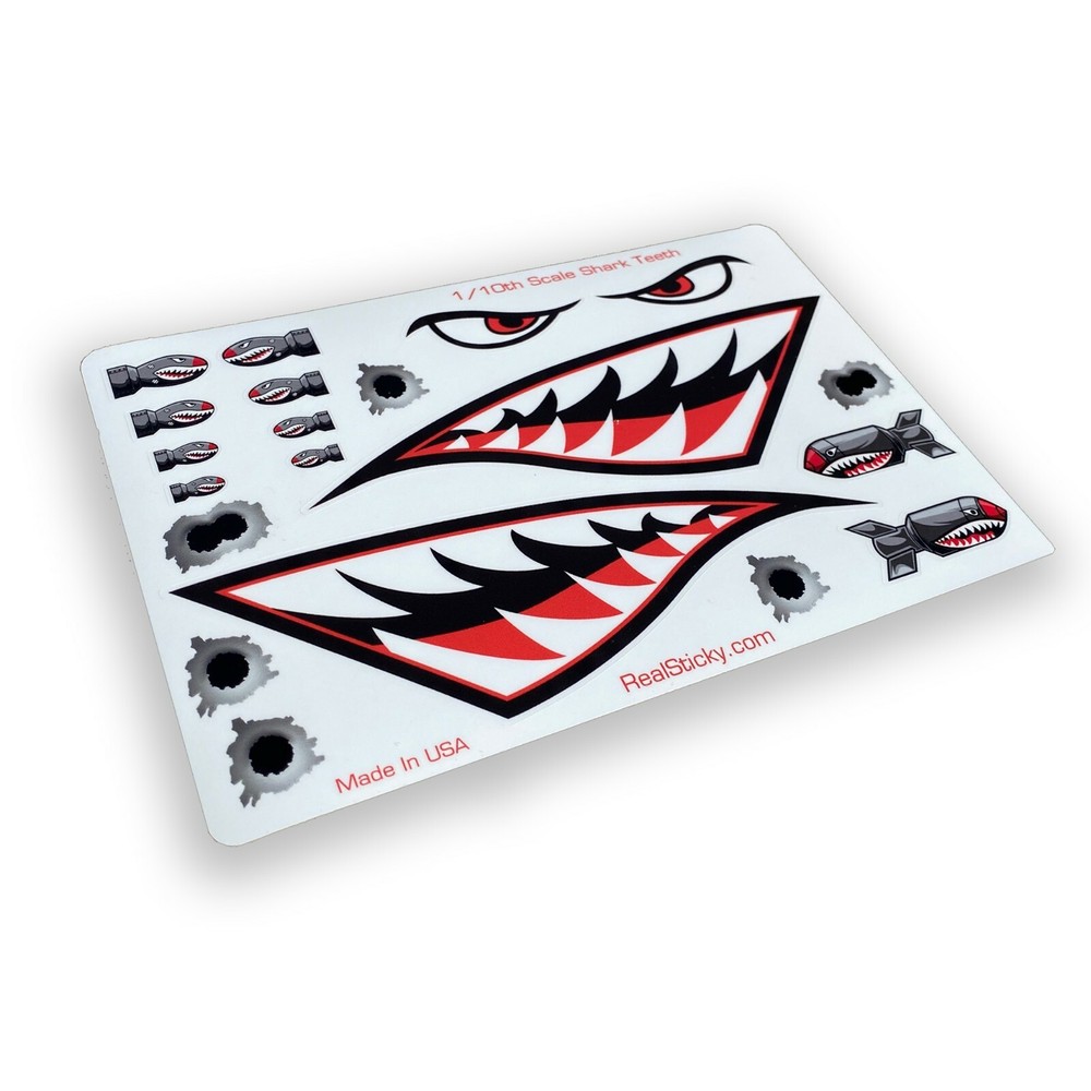 Shark Teeth R/C RC 1:10 Scale Sticker Eye Mouth Missile Plain Bomb Graphic Decal