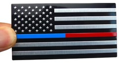 ALUMINUM Thin Blue Red Line Decal Sticker Law Enforcement, Police, Firefighter