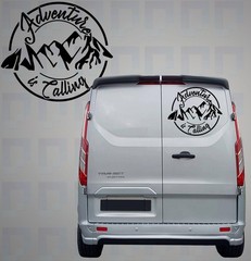 ‘Adventure Is Calling’ Mountain Vinyl Decal with Script Font by Pixel Printworks