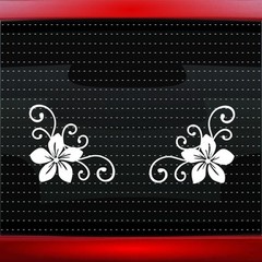 Hibiscus #15 Pair Hawaiian Flower Plumeria Car Decal Window Sticker (20 COLORS!)
