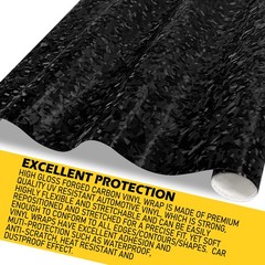 Premium Forged Fiber Carbon Vinyl Film Wrap Roll High Gloss Black Sticker Decal