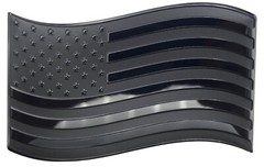 ALUMINUM Black American Flag Wavy Car Sticker Decal Emblem Truck 3.12″ x 1.75″