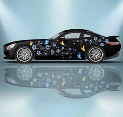 Floral and Fauna Full Side Car Decal, 60cm x 300cm – Botanical Vinyl Wrap Set