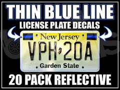 20 PACK THIN BLUE LINE License Plate Decals Stickers FOP Police PBA Trooper