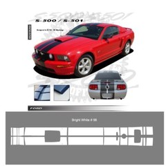 Ford Mustang GT 2005-2009 w/ Hood Scoop Stripes Graphic Kit – Bright White