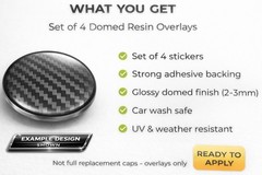 Lancia Wheel Cap Overlays 3D Domed Resin Center Cap Stickers Set of 4