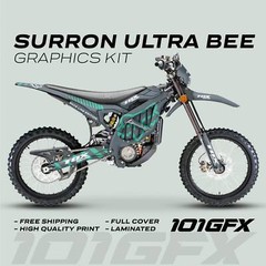 Surron Ultra Bee Graphics Kit FOX RACE LINE Grey Mint Decals Stickers Laminated