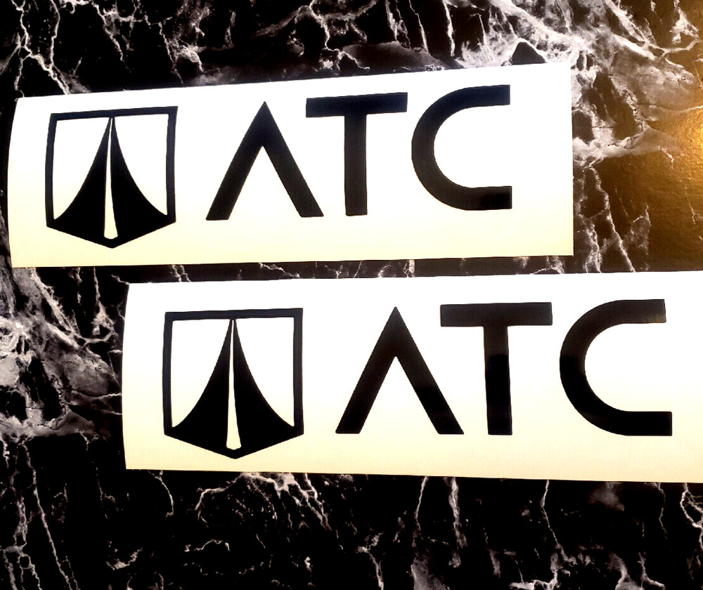 ATC ROM trailer DECALS Stickers Gloss BLACK 16.5″ X 5″ – (2) Fast USA!
