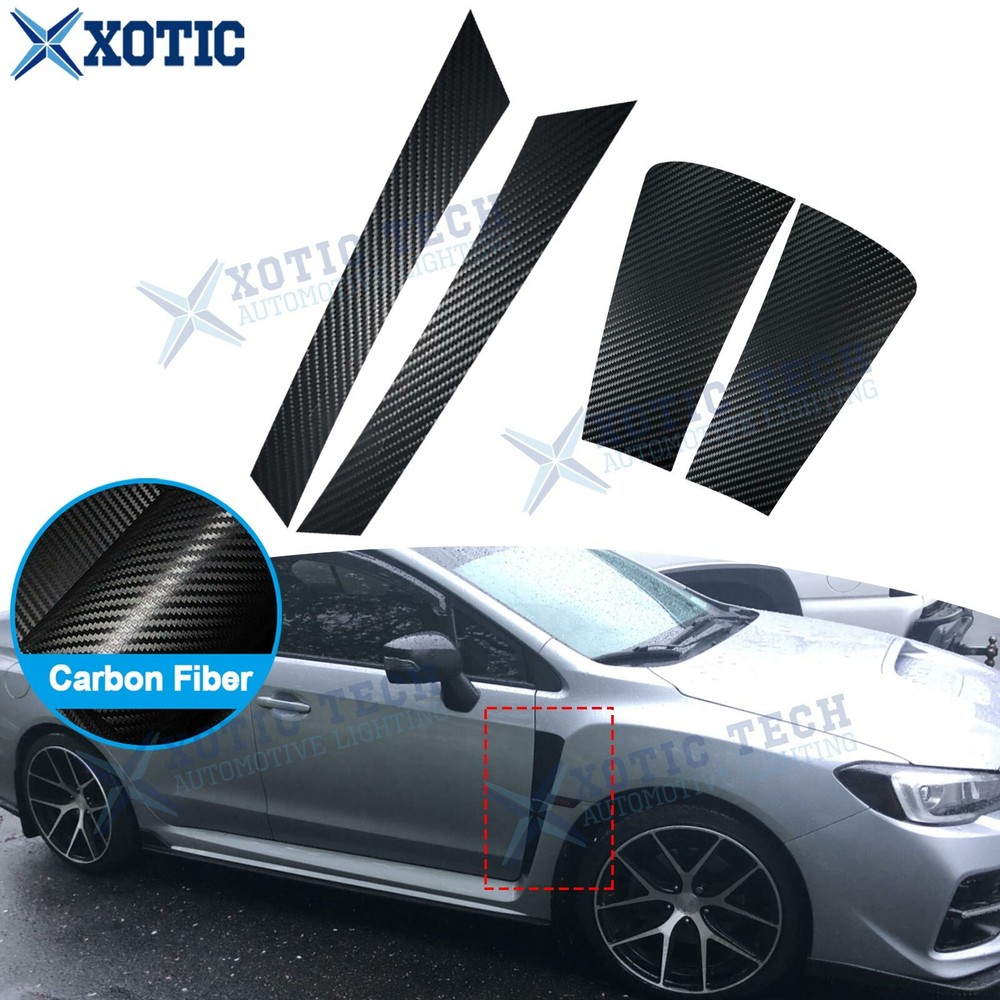 Carbon Fiber Texture Upper Lower Sider Air Flow Fender Decal For WRX STI 2015-up