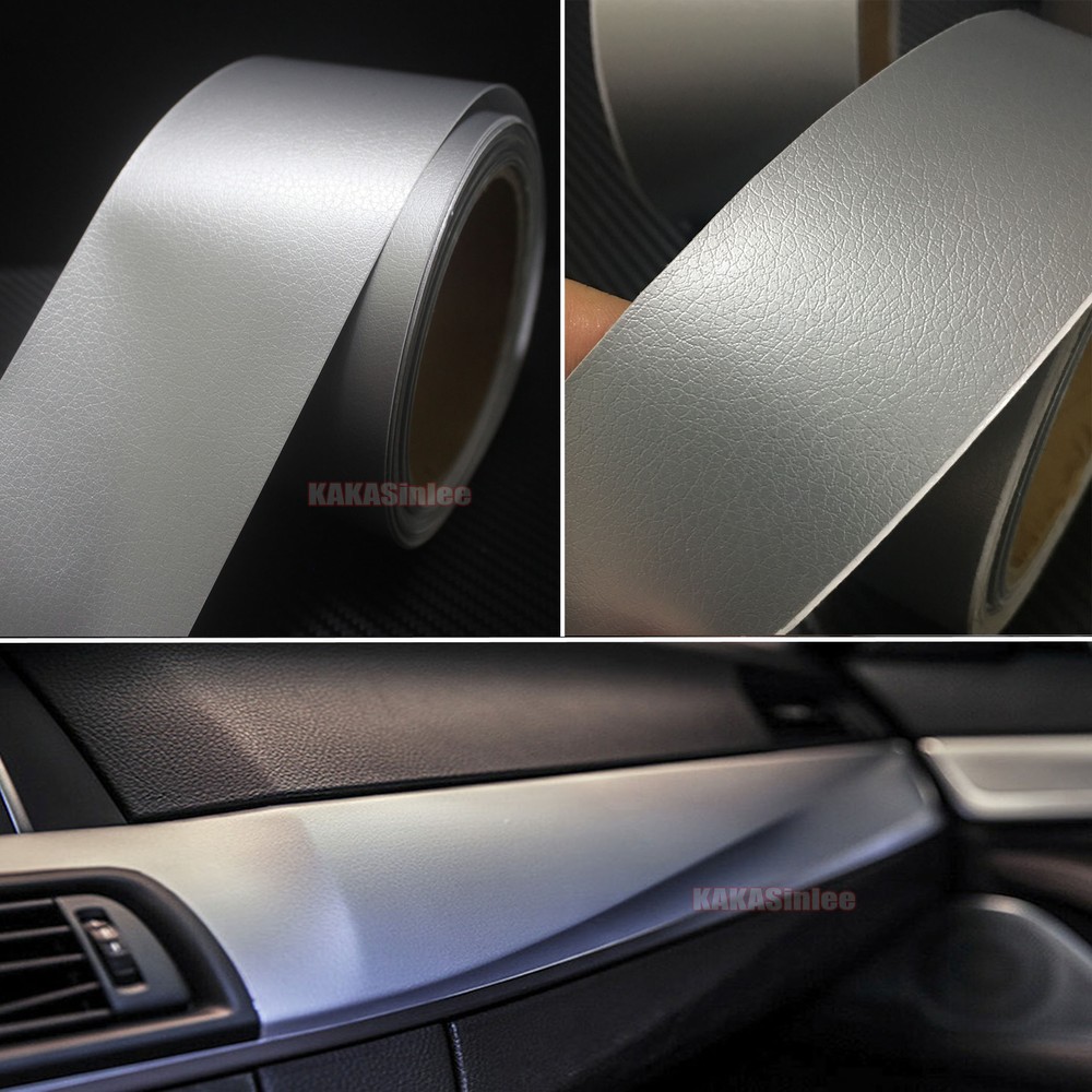 Air Release Silver – Matte Car 3D Leather Grain Texture Vinyl Wrap Sticker AB