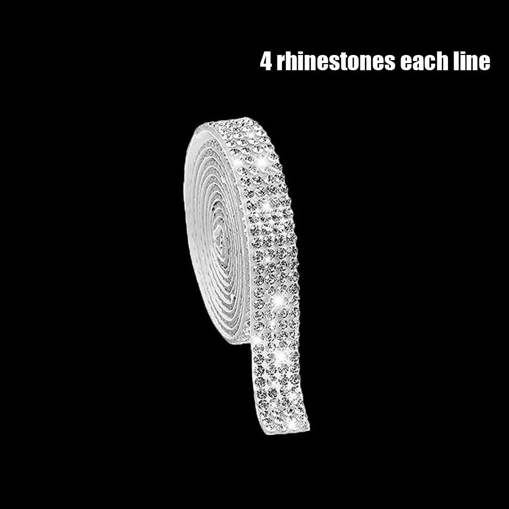 90cm Silver White Rhinestone Diamond Crystal Bling Decor Sticker Car Accessories