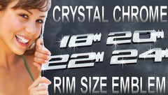18 20 22 24 Inch Inches Bling Diamond Crystal Chrome Tire Wheel Size Emblem