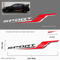 Honda Civic Sports Graphic Decal Sticker. Type-R Racing Stripes, Universal Fit.