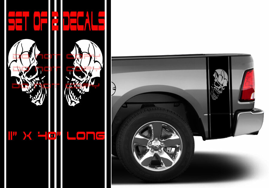 Pickup Skull Punisher rear bed Decals Stickers For RAM TACOMA TUNDRA FORD CHEVY