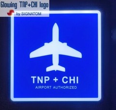 TNP + CHI Sign Light 4-inch LED Chicago Airport Lighted Decal USB Rechargeable